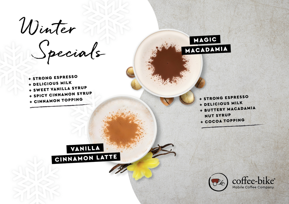 Winter Specials 2025/26 – Vanilla Cinnamon Latte and Magic Macadamia highlighted