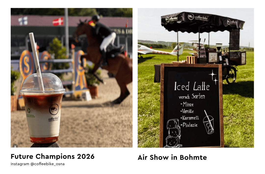 Coffee-Bike as a coffee bar at various events.