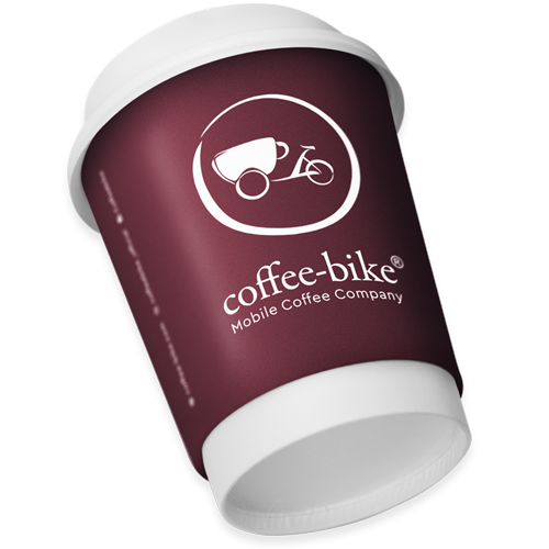 Red Coffee-Bike To go cups with a white lid