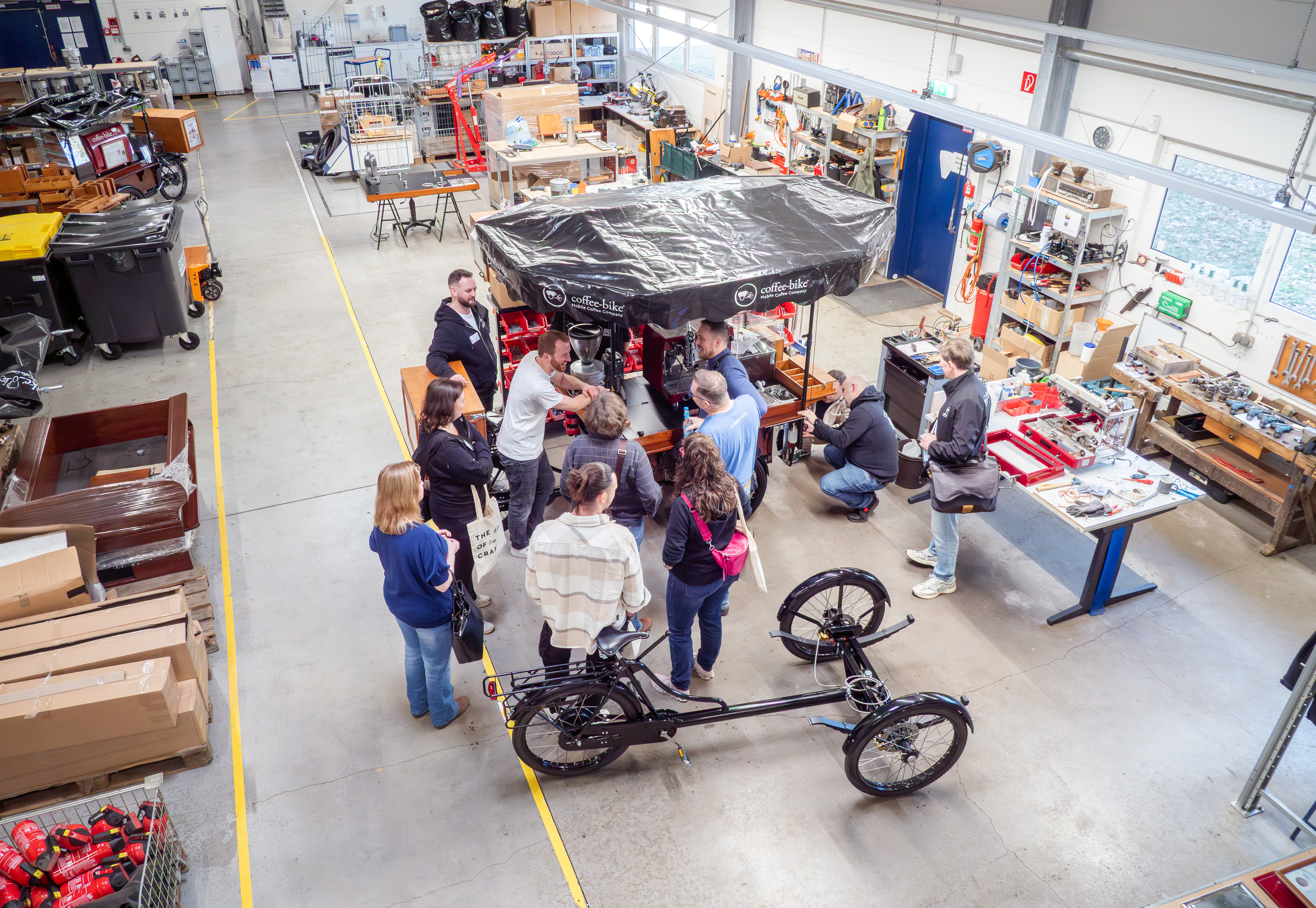 View from above of the Coffee Bike production facility